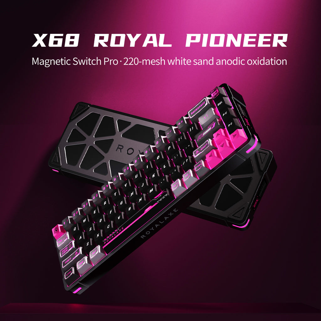 Clavier Royalaxe X68 Full Aluminium | Switchs Gateron Magnetic Jade | Disposition US Layout QWERTY | Clavier Mécanique Gamer Filaire RT FPS (Valorant, CS2)