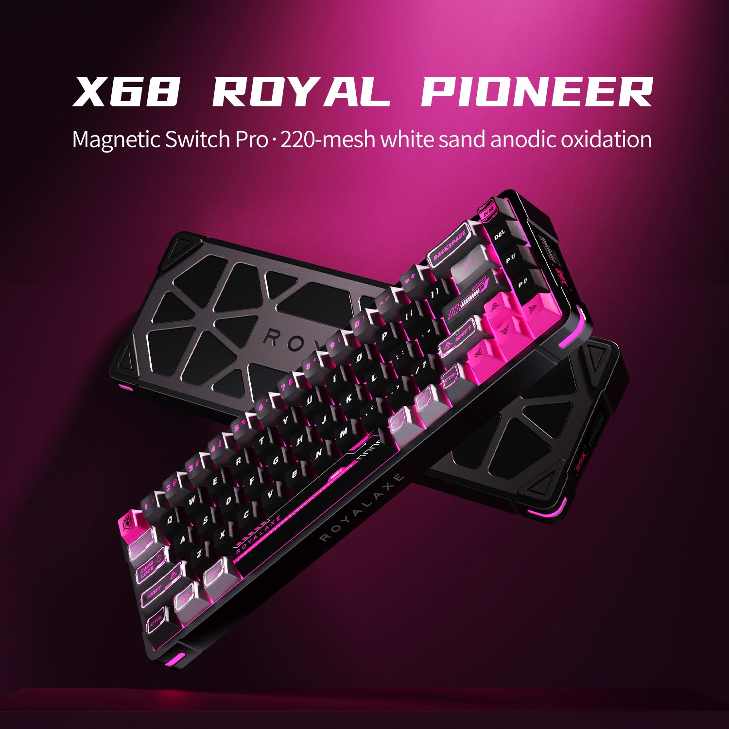 Clavier Royalaxe X68 Full Aluminium | Switchs Gateron Magnetic Jade | Disposition US Layout QWERTY | Clavier Mécanique Gamer Filaire RT FPS (Valorant, CS2)