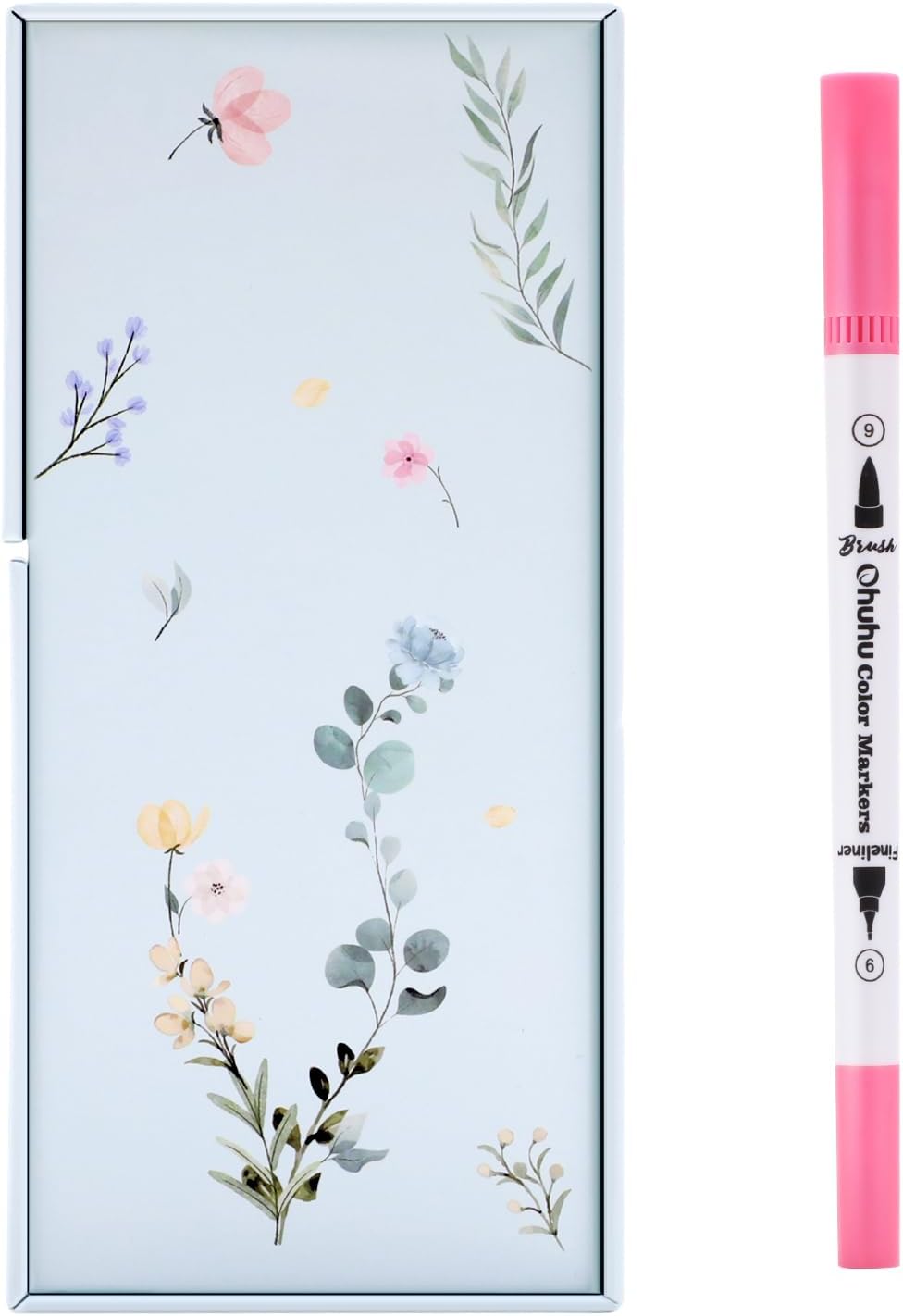 Ohuhu Maui stylos pinceaux double pointe - Ensemble de marqueurs d'art 100 couleurs avec fineliner, étui de rangement blanc