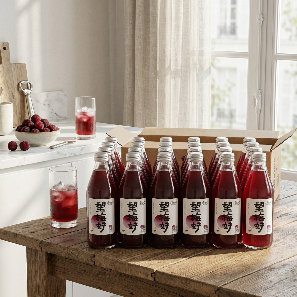 Hao Water Plum Delight (Jus pétillant de bayberry) 300 ml x 24 bouteilles - Carton