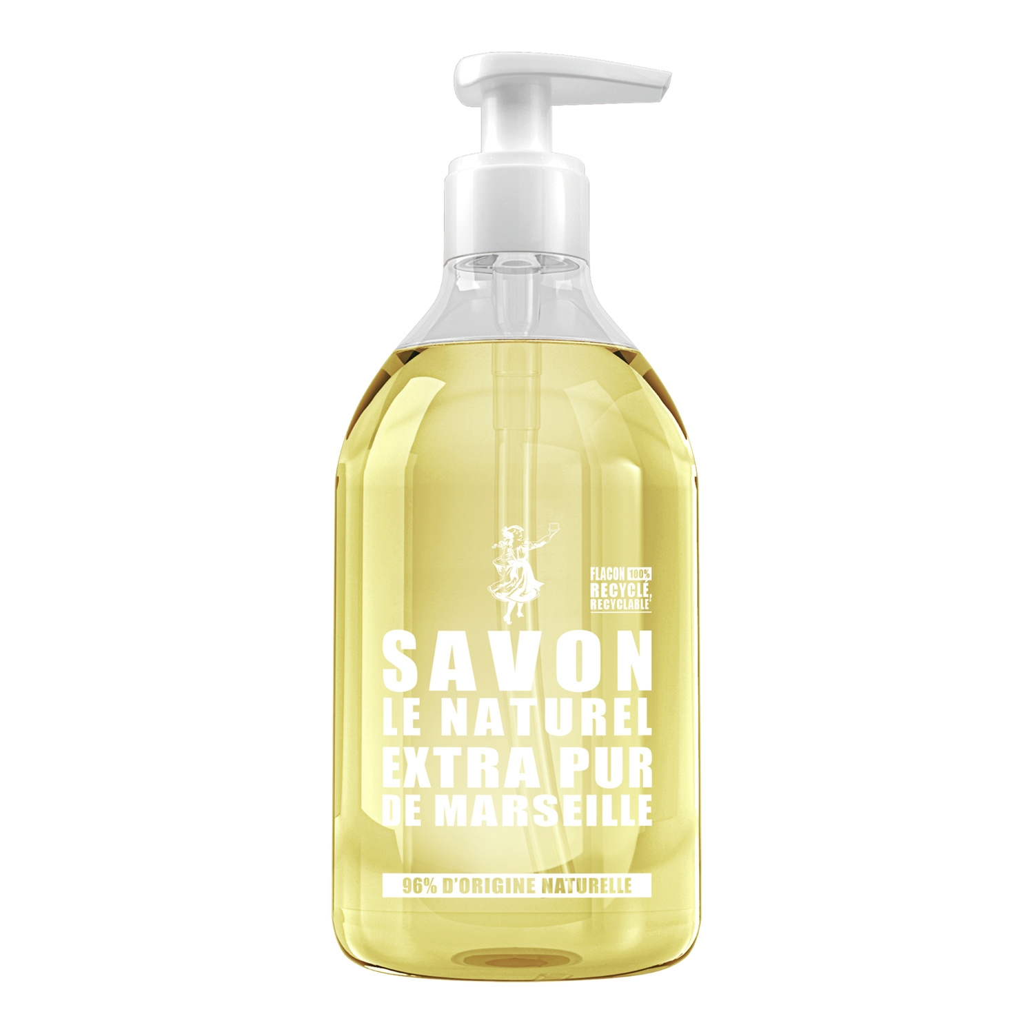 SAVON LE NATUREL Savon liquide de Marseille extra pur, antibactérien, 96 % d'origine naturelle, 500 ml