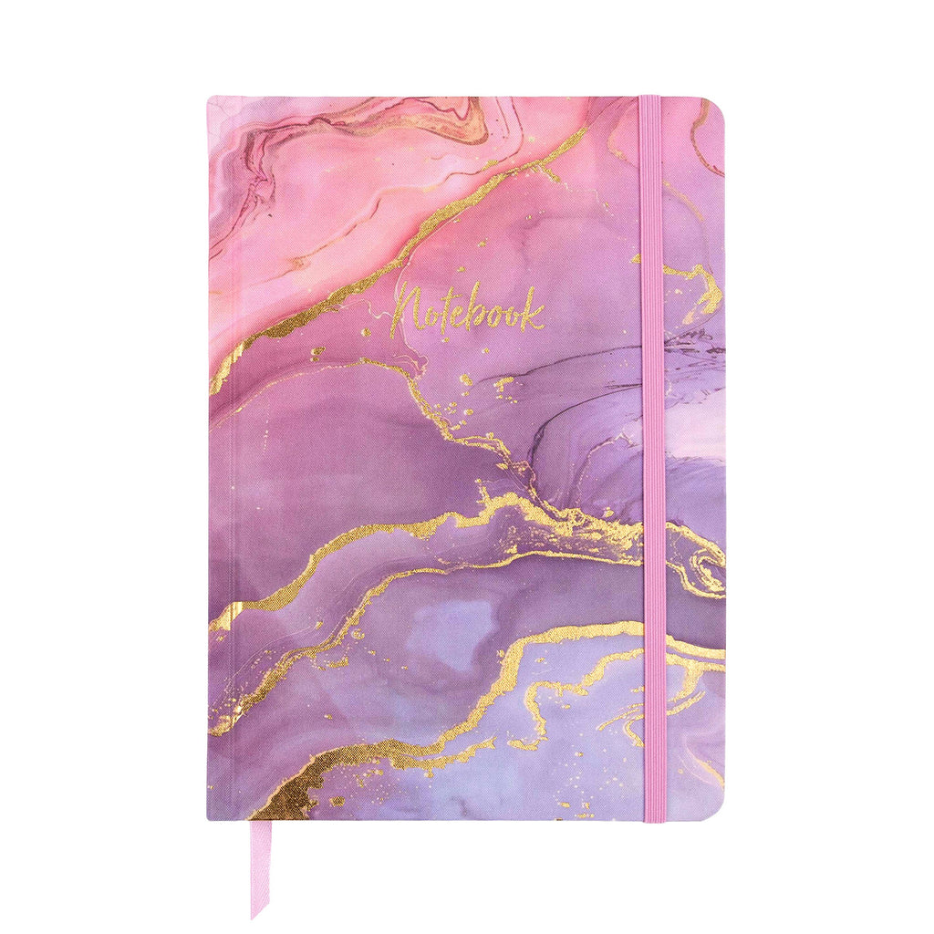 Jubiluu Carnet ligné A5 à couverture rigide en tissu élégant - 96 feuilles 100 g papier offset, marque-page et élastique - Journal ligné crème classique pour écriture, école
