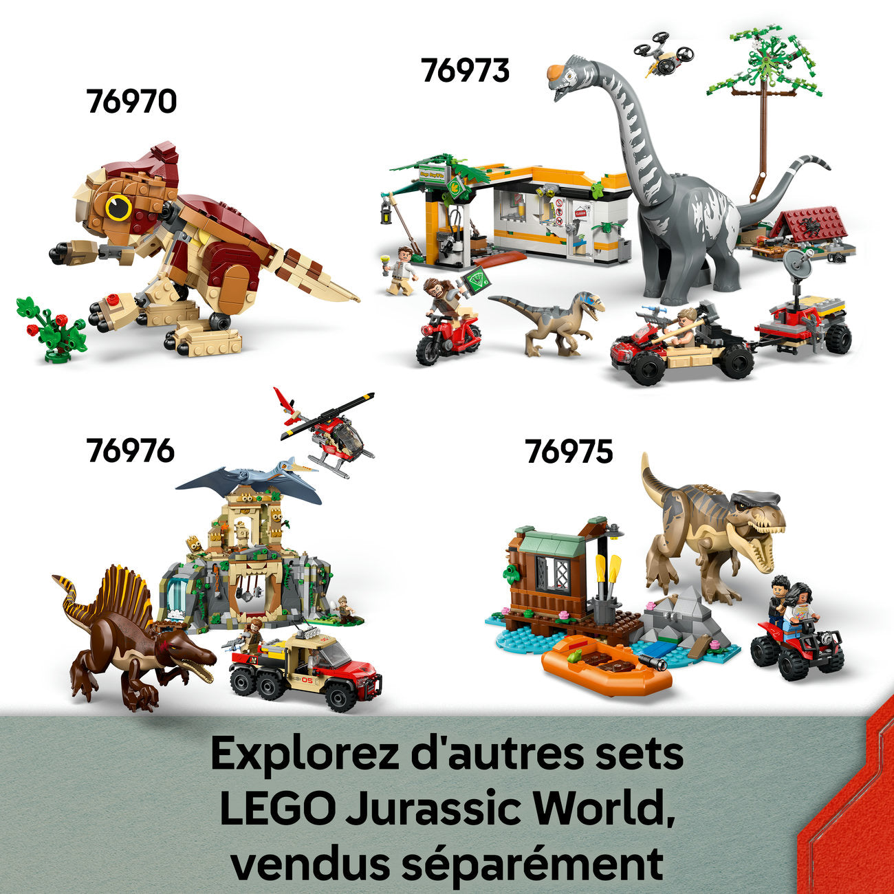 LEGO Jurassic World 76972 Le vélociraptor et l’évasion en 4x4