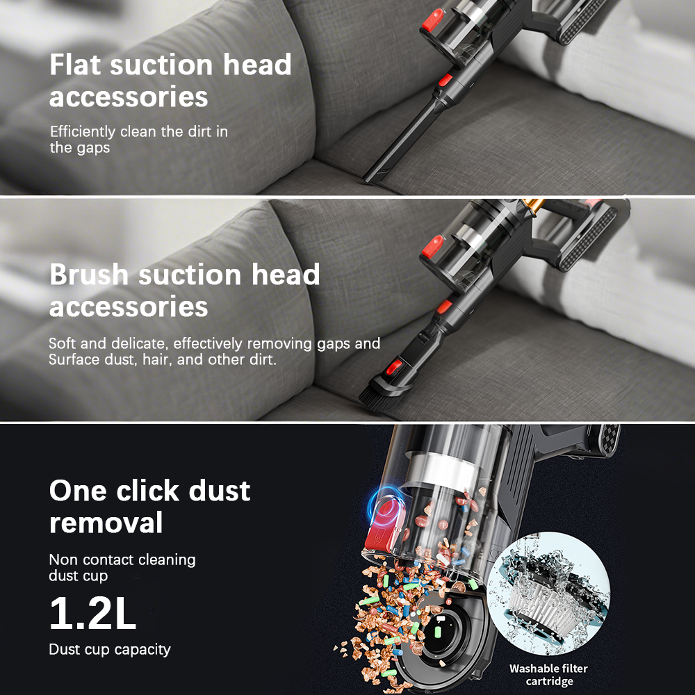 COTIAR V22 Aspirateur sans fil 650 W, moteur sans balais, 55 kPa de puissance d’aspiration, 1,2 L de capacité, écran LED, pour tapis, sols et poils d’animaux, Bleu