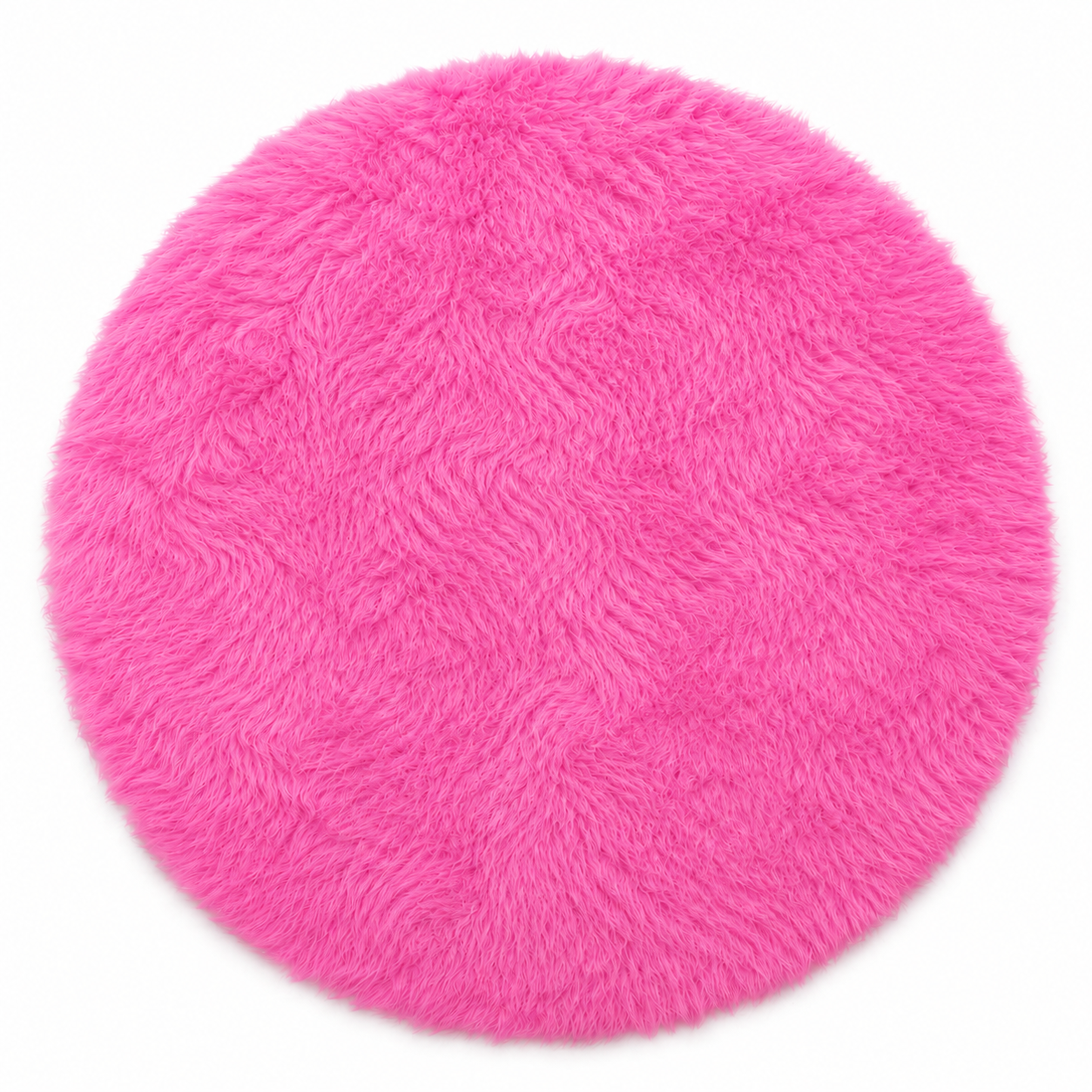 Tapis rond blanc label grand en peluche laine artificielle, 180x180 cm tapis rond shaggy doux, tapis de sol antidérapant pour salon, décoration de chambre (rose)
