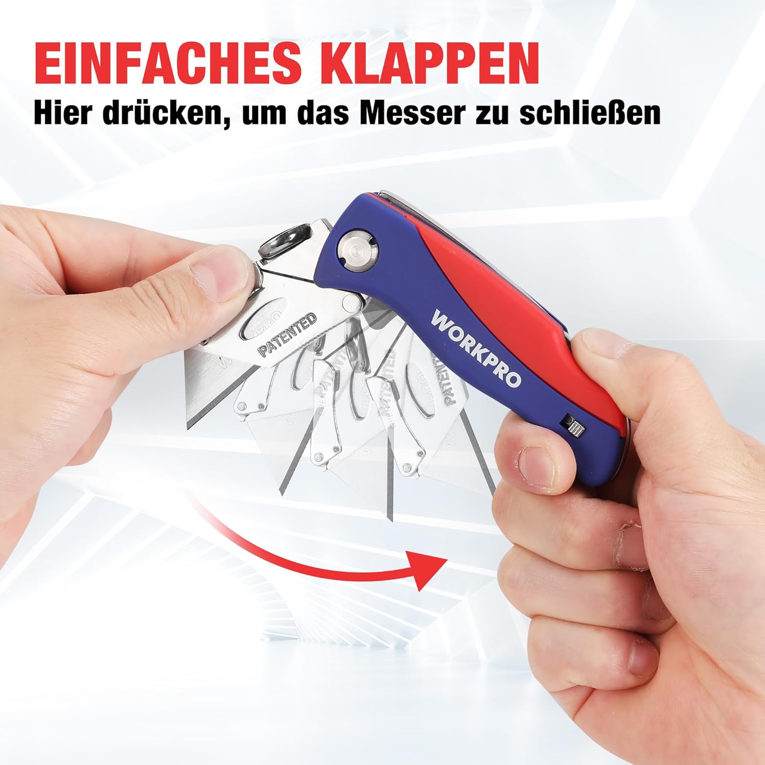 WORKPRO Couteau utilitaire à tapis pliant avec 5 lames de rechange