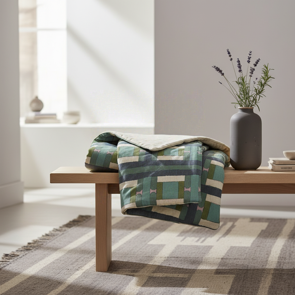Vivaraise Taho Couette imprimée Vert de gris 85 x 200