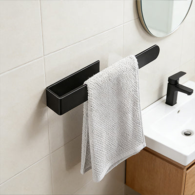 Vilscijon Barre porte-serviettes en acier inoxydable, support pour serviette de main, barre suspendue avec crochets pour serviette de main en salle de bains, étagère murale polyvalente pour WC