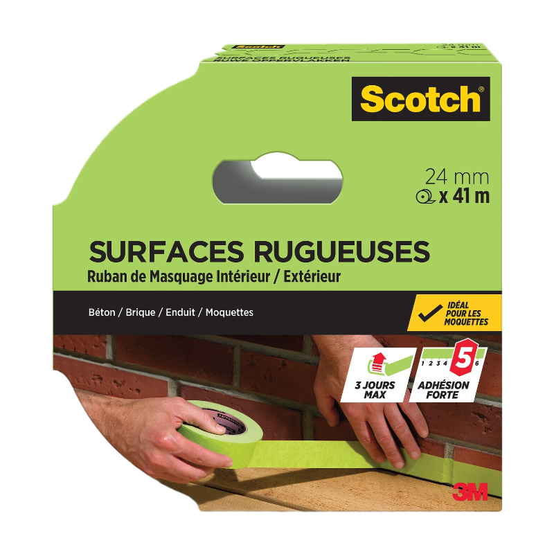 Scotch® Ruban de masquage pour surfaces rugueuses - PEFC - Boîte à découper verte - 41 m x 24 mm