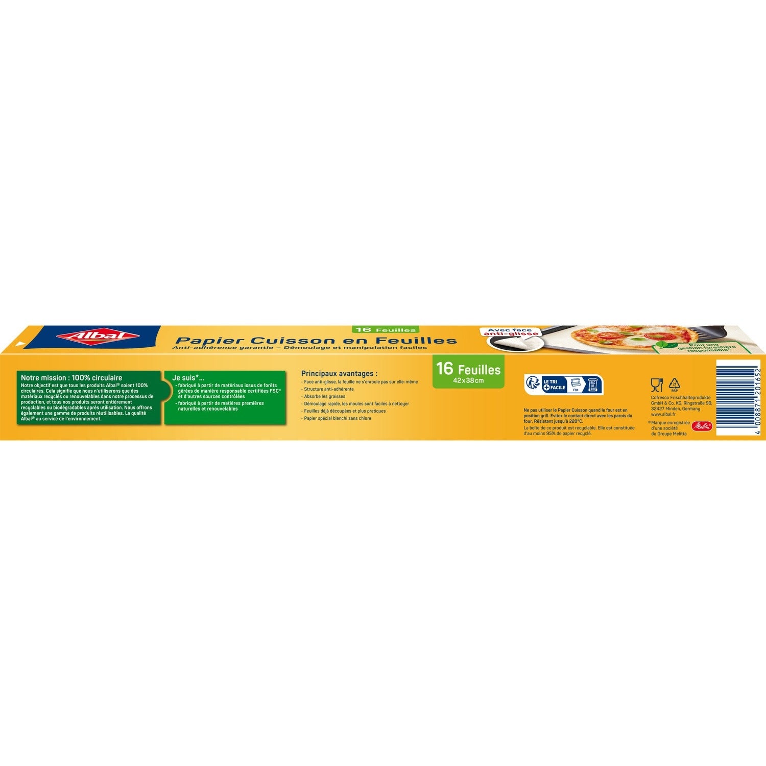 ALBAL Feuilles de papier cuisson, Prédécoupées, 16 feuilles