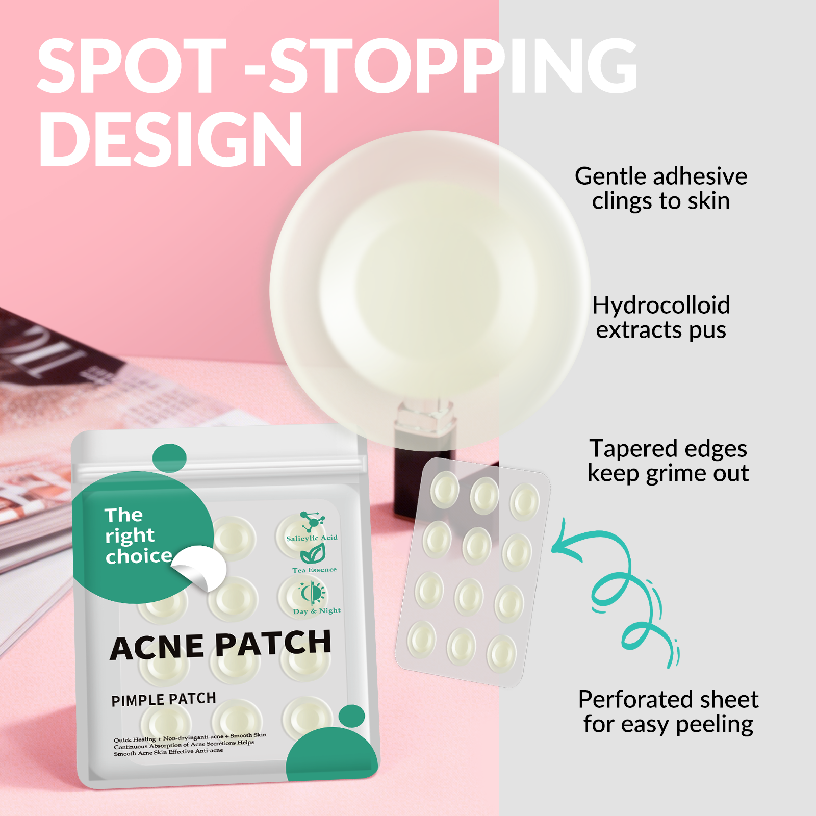 GAONLY 12 patches à bordure anti-acné pour boutons - 5 feuilles