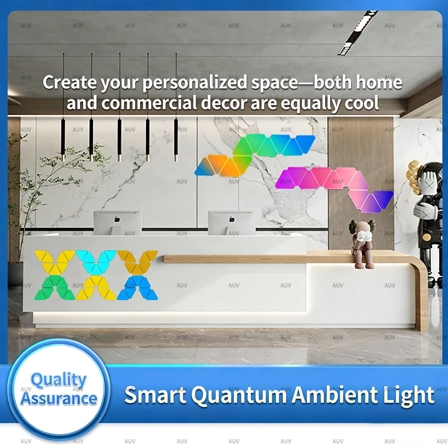 RGB LED Barres lumineuses murales gaming triangulaires, 6 pièces, avec télécommande, panneau lumineux LED intelligent combinable, DIY, synchronisation musicale via application