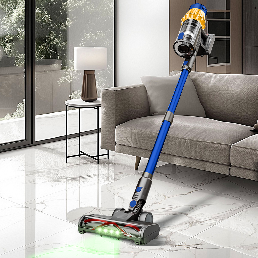 COTIAR V22 Aspirateur sans fil 650 W, moteur sans balais, 55 kPa de puissance d’aspiration, 1,2 L de capacité, écran LED, pour tapis, sols et poils d’animaux, Bleu