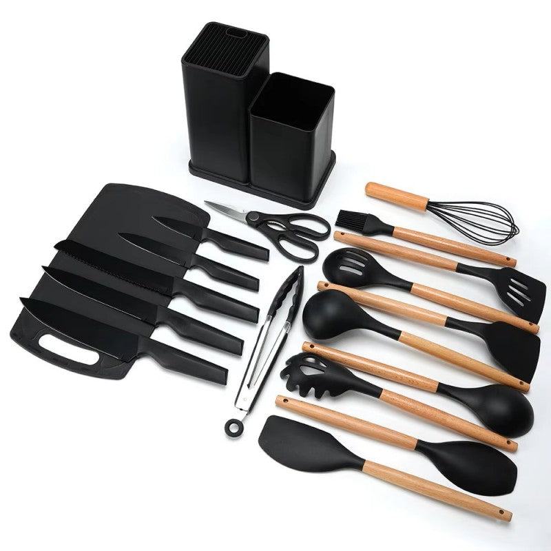 Ensemble de 19 pièces couteaux de cuisine et ustensiles en silicone