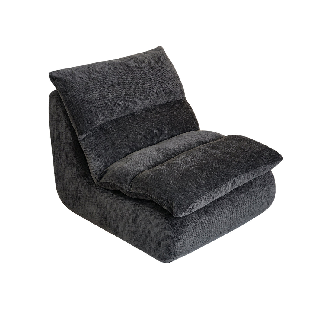 Un fauteuil à mémoire de forme haute densité, chaise de salon confortable en velours chenille, chaise de lecture détendue, pour salon, chambre, salle de jeux, noir