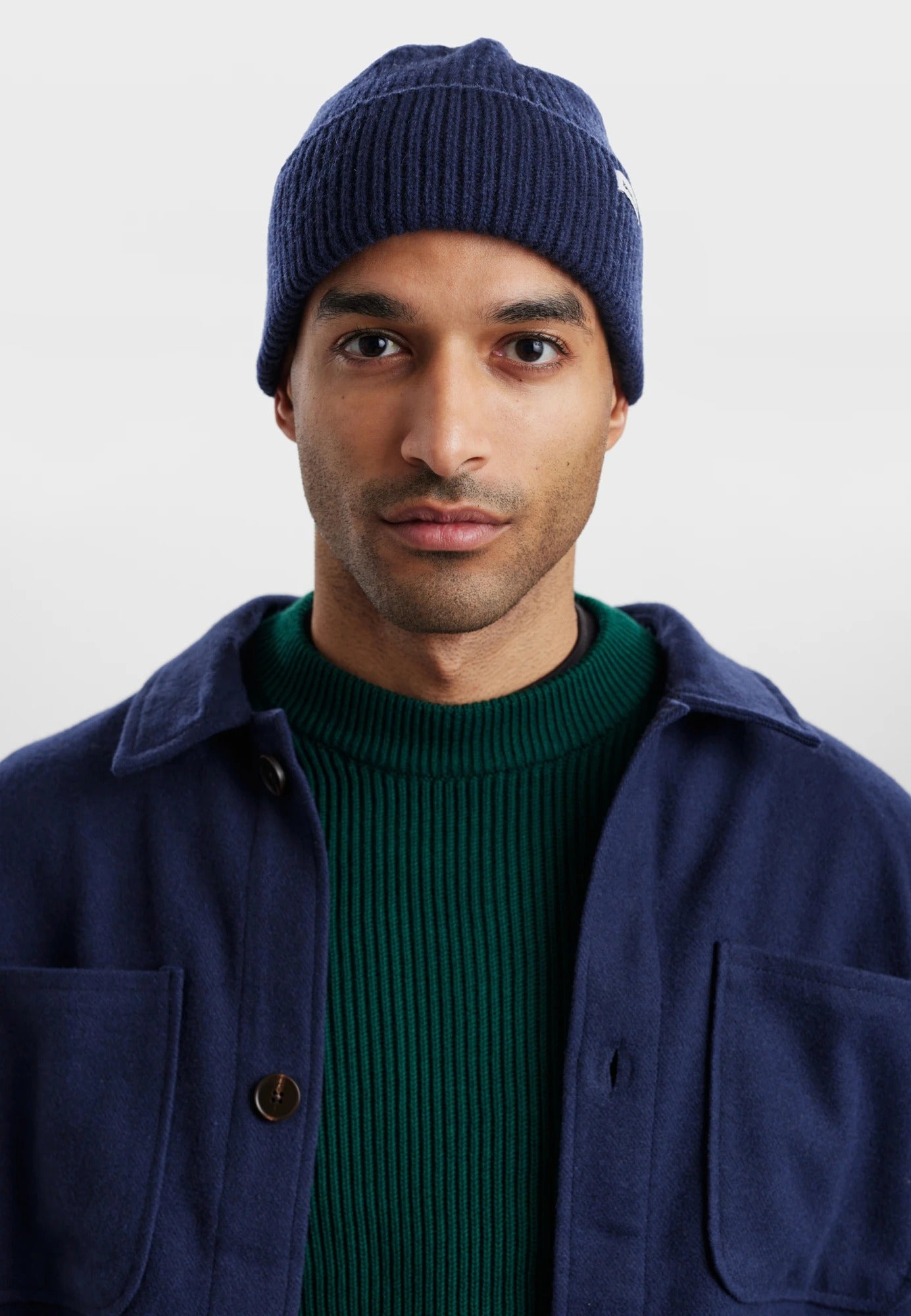Resteröds Bonnet d'hiver isolé en laine, Coupe classique, Bleu marine