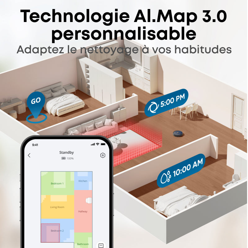 eufy X10 Pro Omni Aspirateur robot laveur avec station d'aspiration, 8 000 Pa, Vidage/remplissage automatiques, 2 serpillières à relevage automatique avec lavage/séchage automatiques