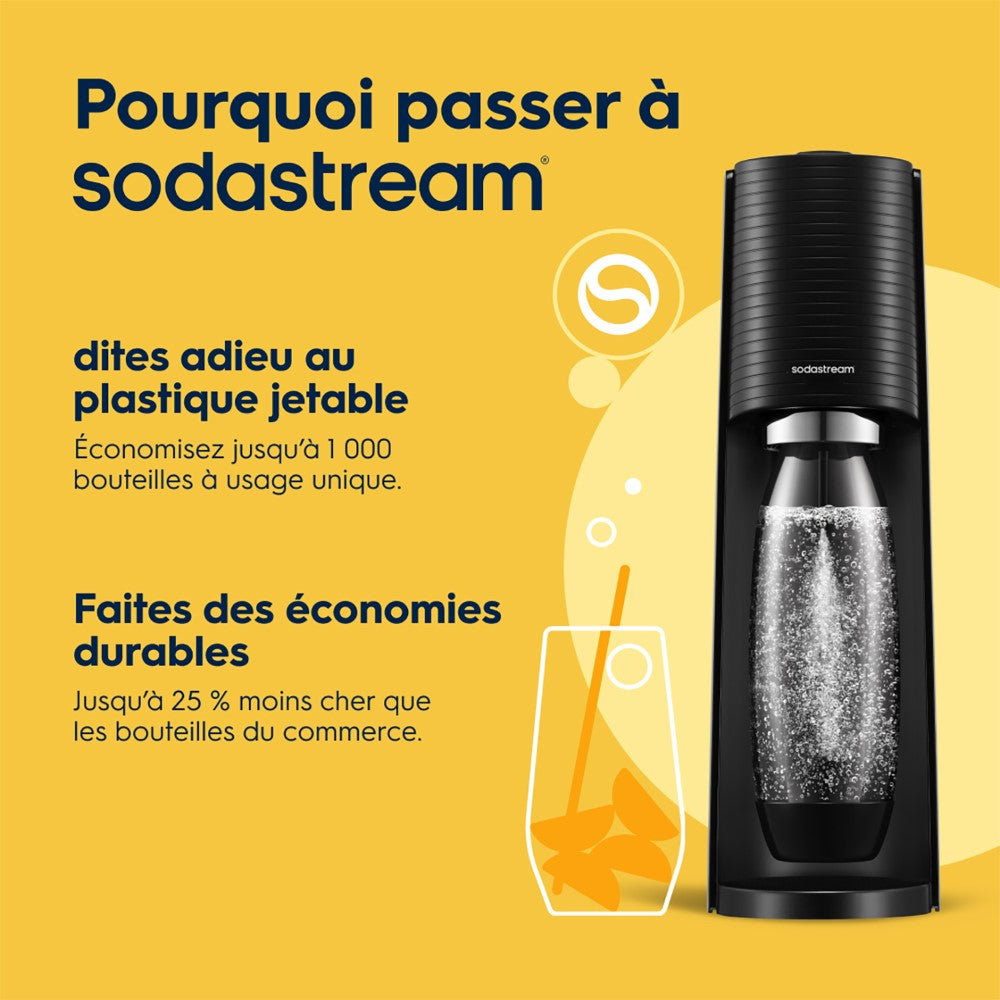 SodaStream Terra, machine à eau pétillante et à soda, noire