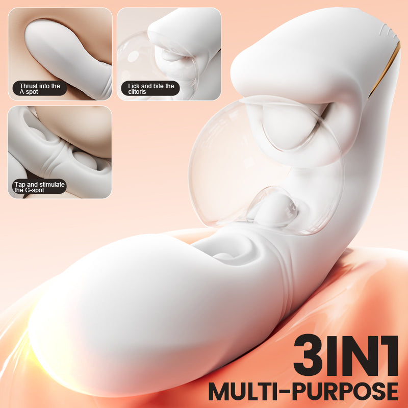 AAV Rabbit Vibromasseur 5-en-1 pour Femme, Stimulateur Clitoridien & Point G avec 10 Modes Léchage et Pulsation, Double Stimulation & Chauffage, Sextoy Rechargeable