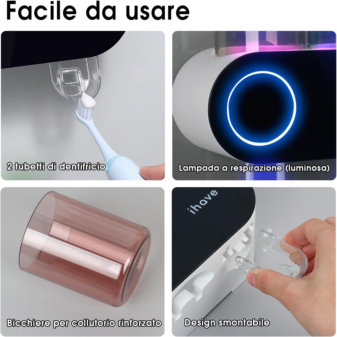iHave Désinfecteur de brosses à dents F1103 avec porte-brosse à dents
