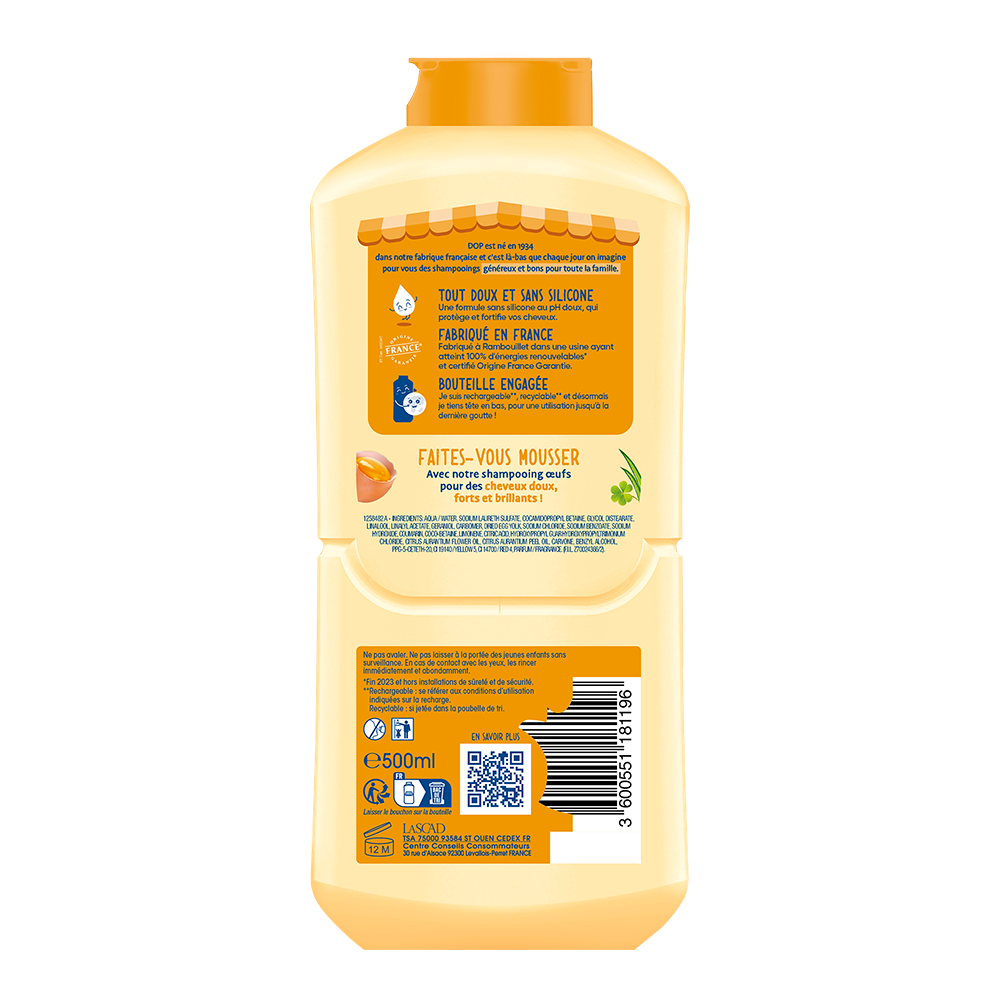 DOP Shampoing Fortifiant aux Œufs Tous Types de Cheveux 500ml