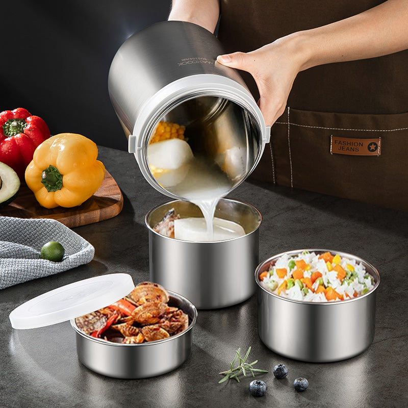 Maxcook Pot alimentaire isotherme en acier inoxydable 316 avec sac repas pour aliments chauds Boîte repas isotherme sous vide en acier inoxydable Thermos à soupe étanche Pot alimentaire isotherme à large ouverture 1,5 L MCTG0863