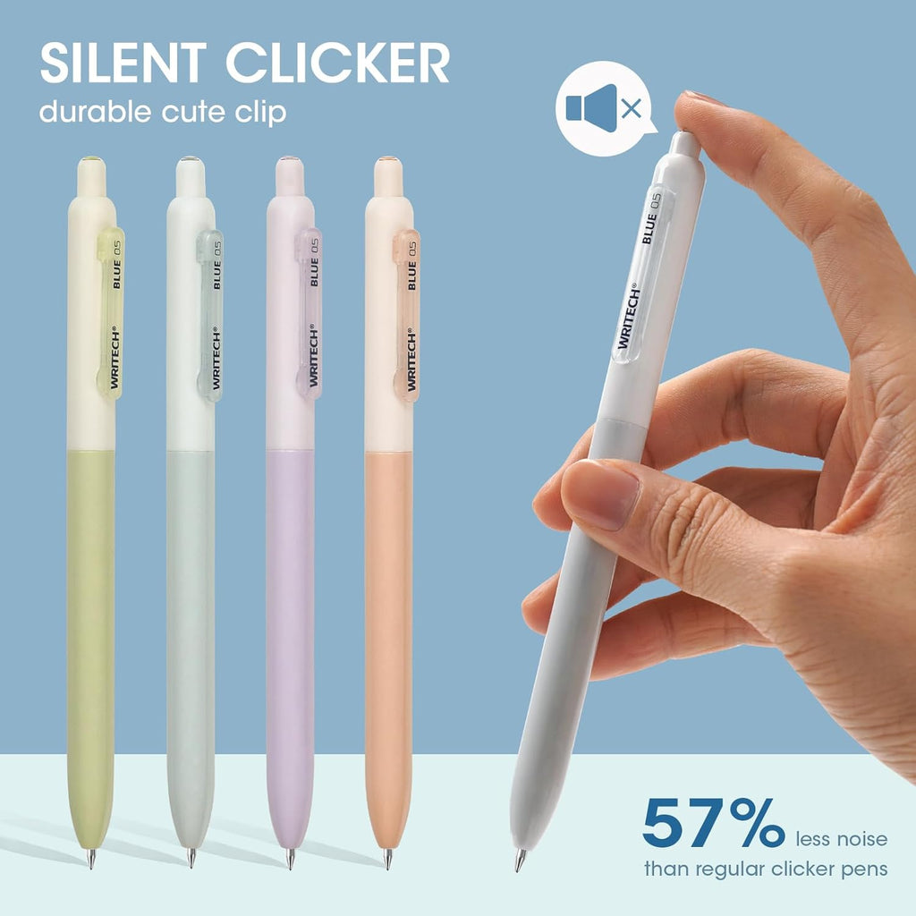 Writech Lot de 8 stylos rétractables à encre gel bleue - 0,5 mm