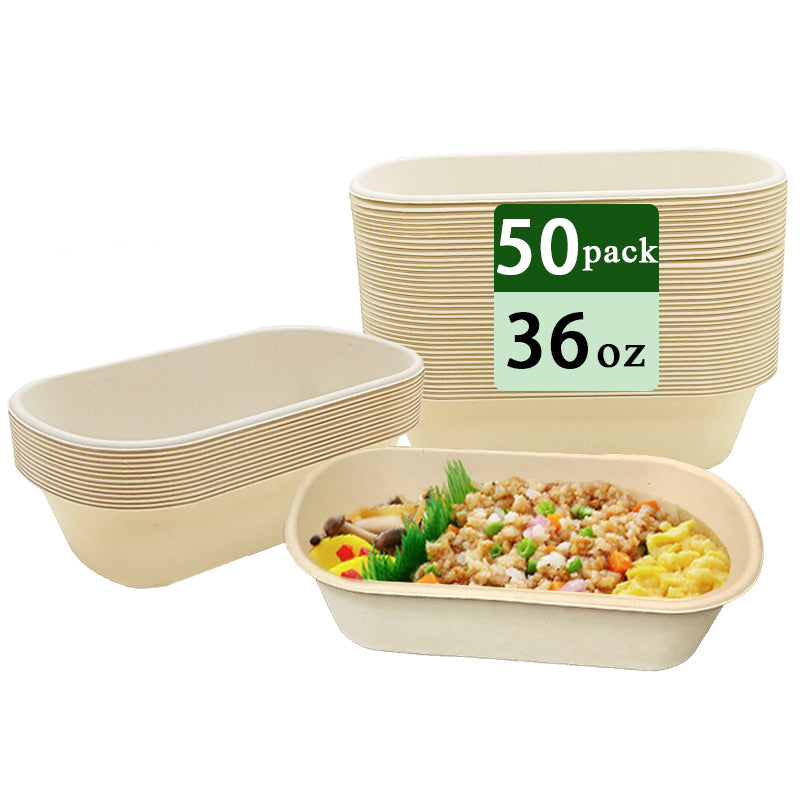Ruibamboo Boîte bento jetable en fibre de bambou 1,06 L - 50 pièces