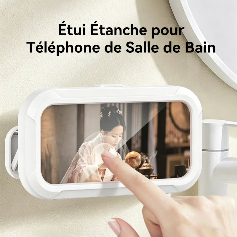 JORDAN&JUDY Boîtier étanche pour smartphone, support étanche rotatif à 360° avec capteur de pression, sans perçage, pour la salle de bains, blanc