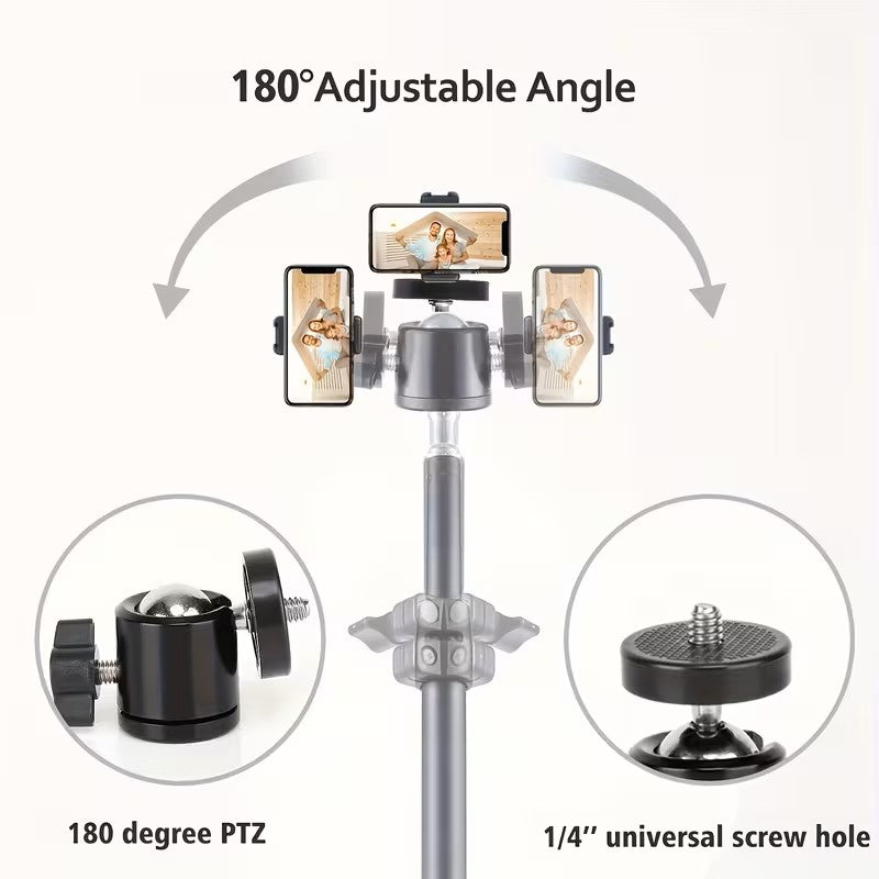 Support de Projecteur 1,6 m Trépied Pliable à l'Envers en Métal avec Support de Téléphone Mobile Intégré, Support de Sol Réglable Multifonctionnel Compatible avec Projecteur