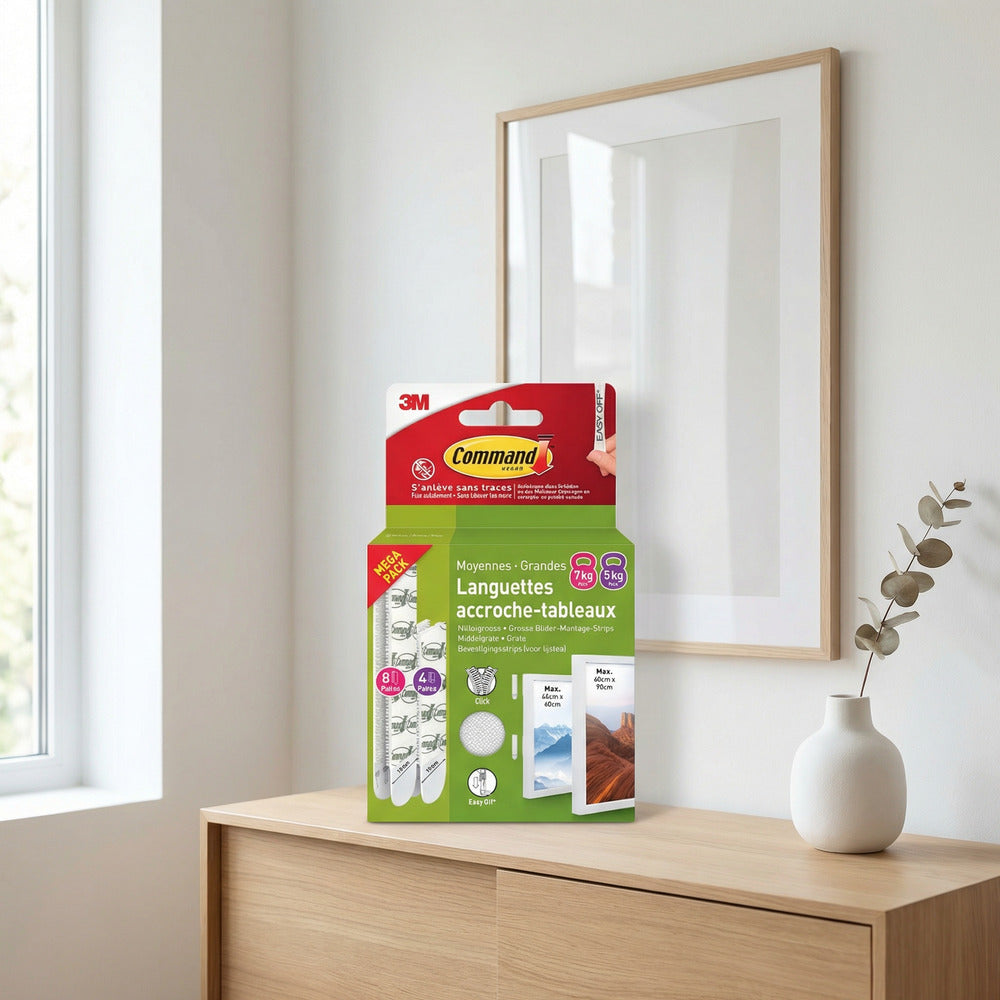 3M Command™ Multi-Pack de languettes accroches tableaux larges et moyennes - 4 + 8 pièces
