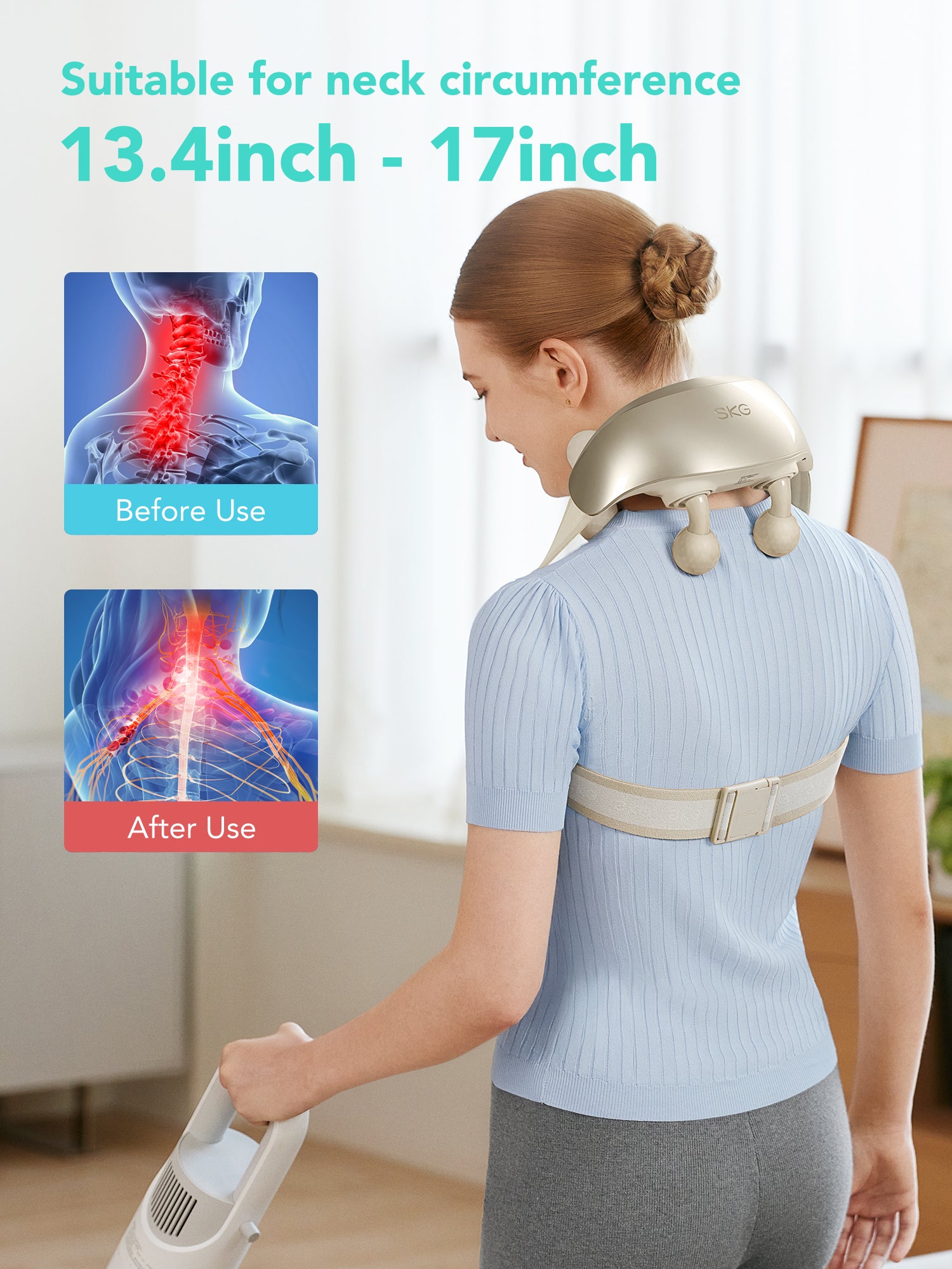 SKG H7 Ultra Appareil de massage pour le cou et les épaules avec massage par pétrissage rotatif et moxibustion à lumière rouge. Soulagement des douleurs cervicales Cadeau pour l'être aimé