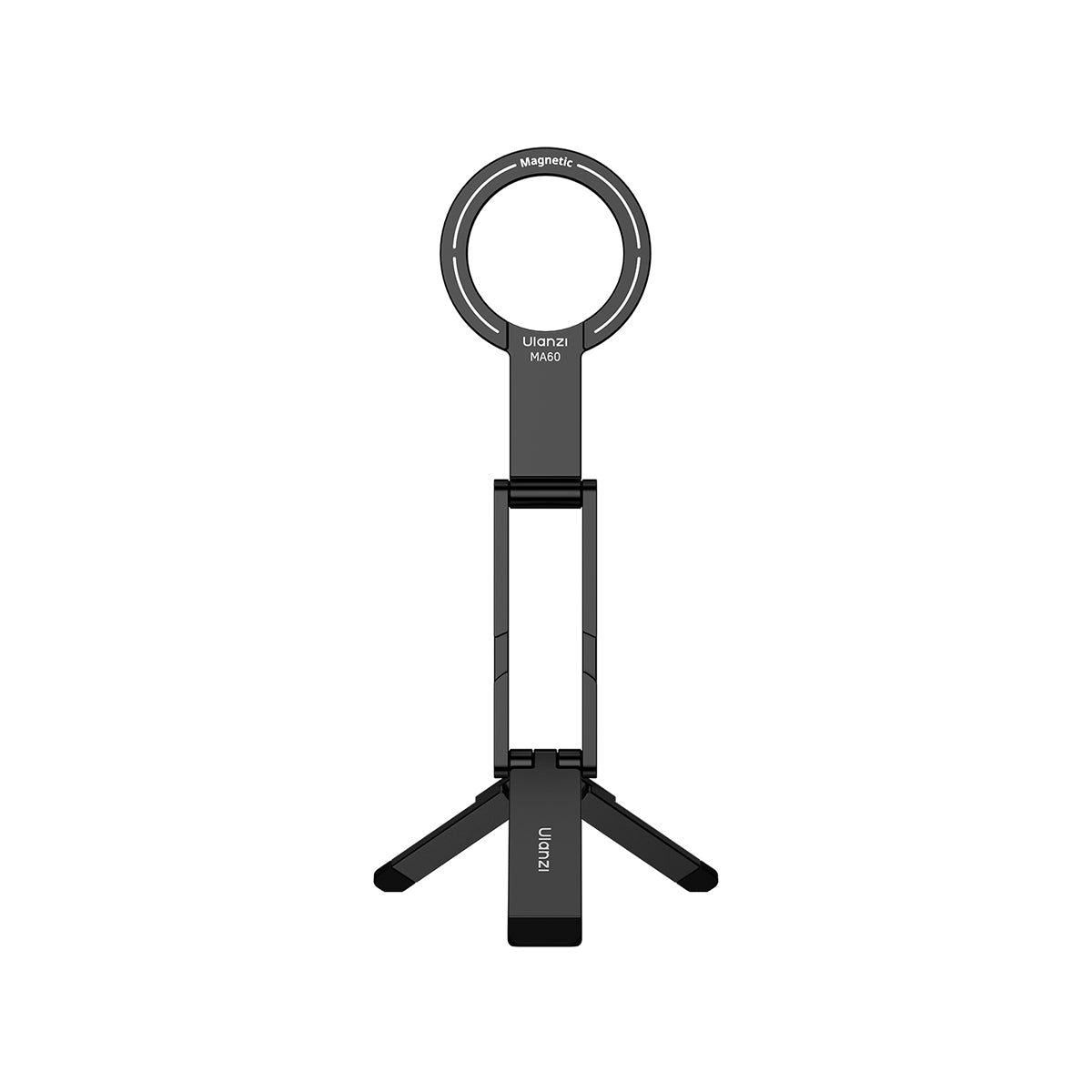 Ulanzi MA60 Trépied magnétique, Compatible avec iPhone 17/16/15/14/13/12 MagSafe et Samsung, Mini perche à selfie pliable 3-en-1 en aluminium, Force magnétique 14 N