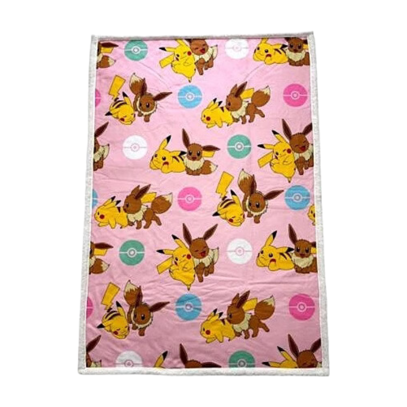 WT&T Plaid en sherpa Pokémon 100 x 150 cm - Pikachu & Évoli, Rotatif
