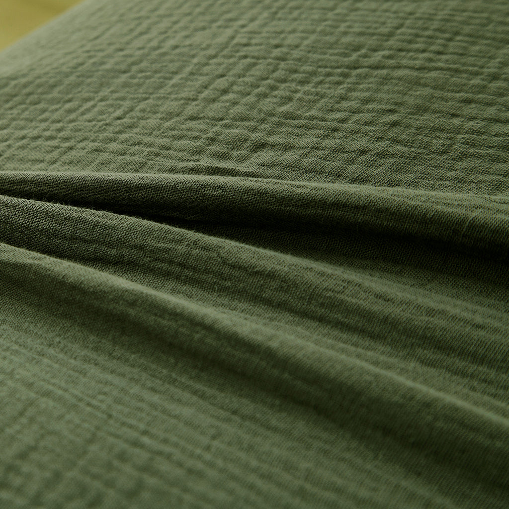 Ensemble housse de couette et taies d'oreiller en double gaze de coton, vert foncé, 135 x 200 cm + 80 x 80 cm x 1
