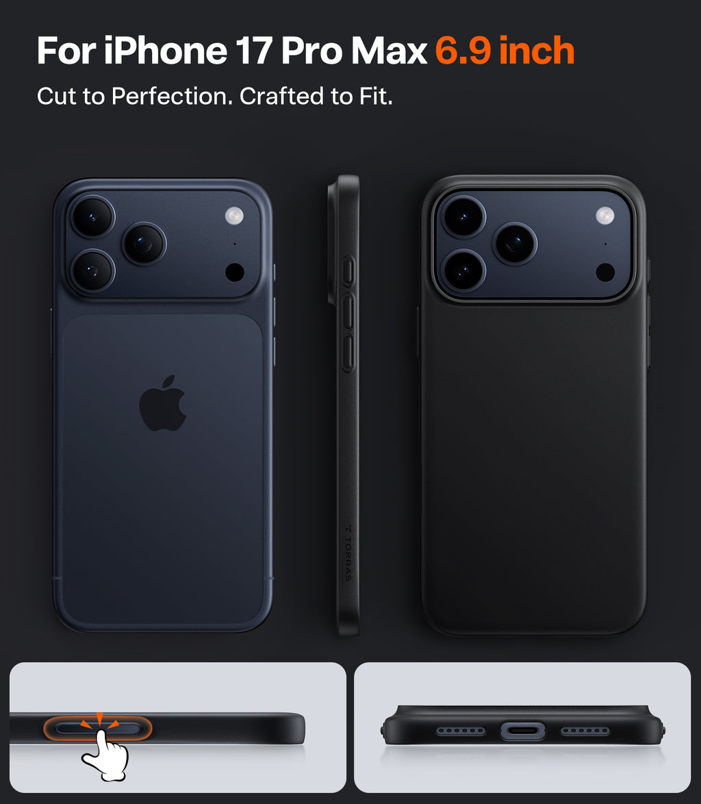 TORRAS Coque pour téléphone SlimFit Mag pour iPhone 17 Pro Max - Noir