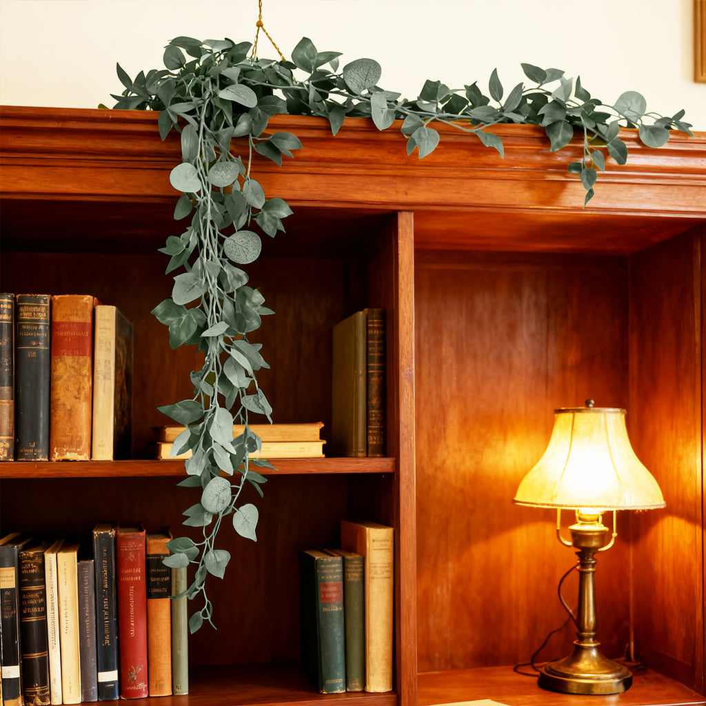 Wei's moment 2 pièces 6,5 ft Guirlande d'eucalyptus artificiel avec feuilles de saule Vignes de verdure suspendues artificielles Ruban de table Guirlande pour arche de fond de scène de mariage Décoration murale