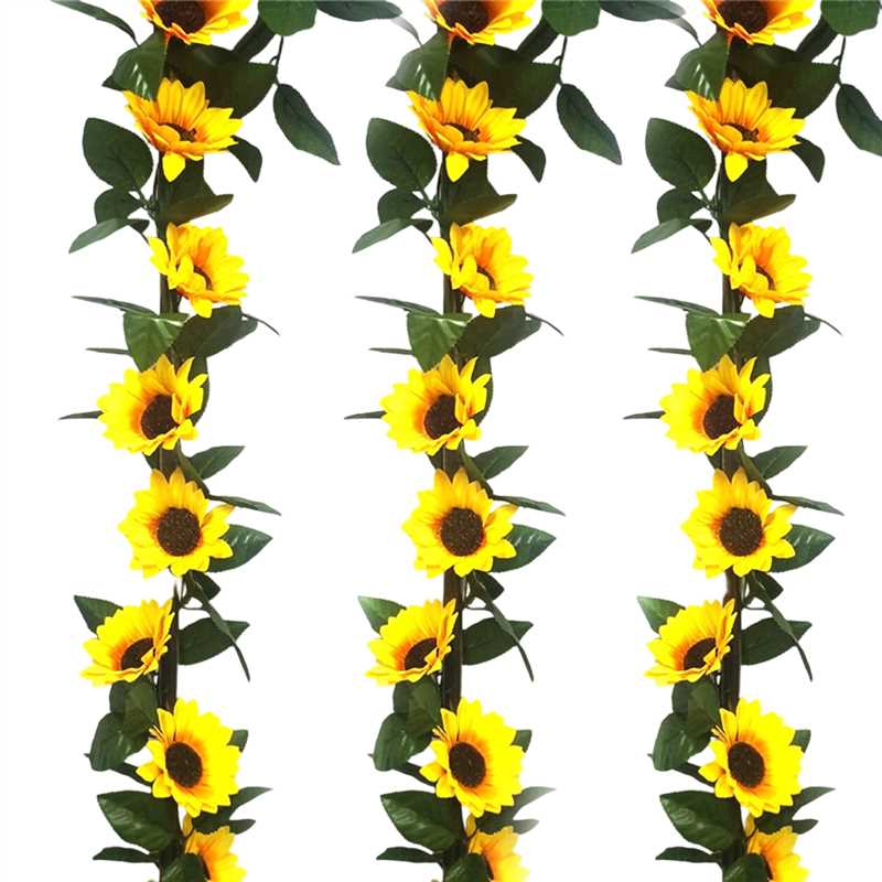 Wei's moment Lot de 3 Guirlandes de Tournesols Artificiels, Guirlande de Fleurs 7,38 ft, Guirlande de Tournesols, Lianes de Faux Tournesols, Fleurs Artificielles, Guirlande