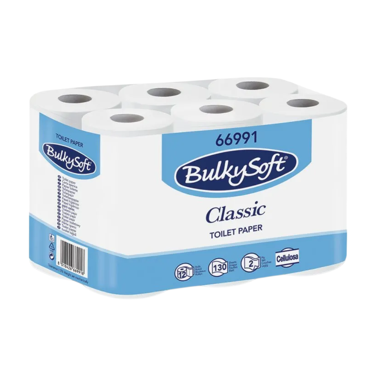 BULKYSOFT Papier Toilette 2 Épaisseurs, 130 Feuilles par Rouleau, 12 Rouleaux