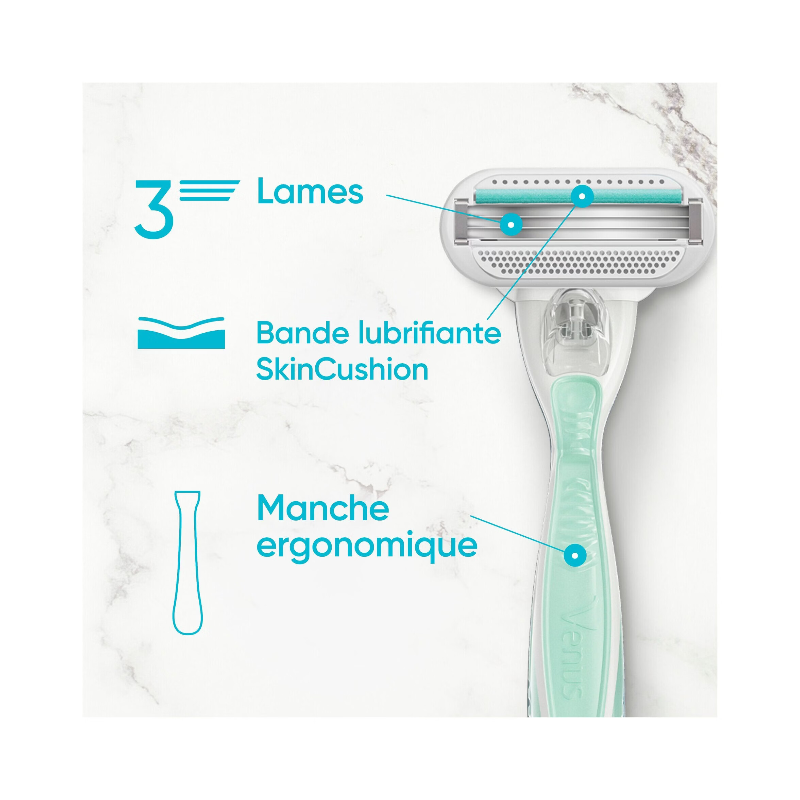 Gillette Venus rasoir Smooth Sensitive+ - 2 recharges