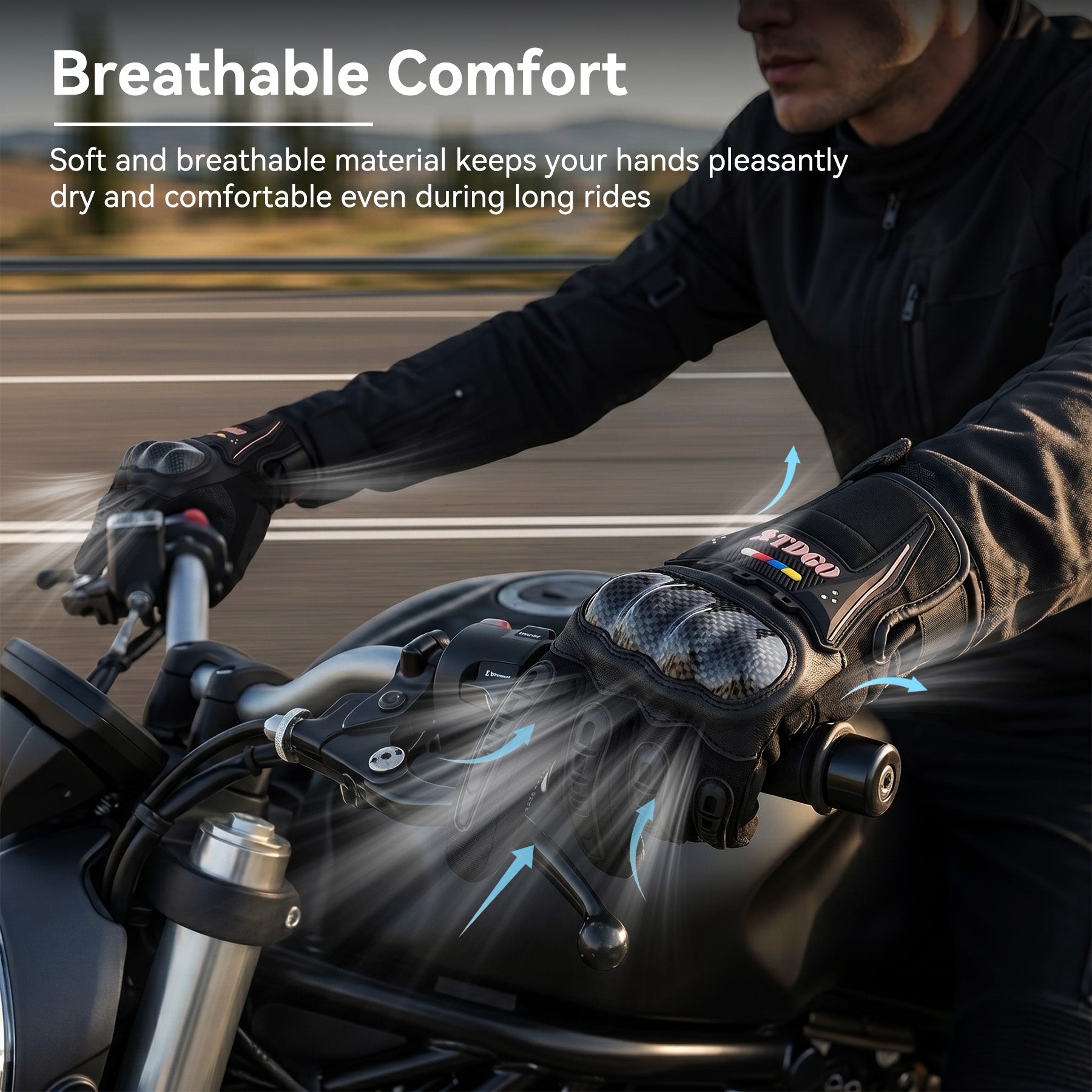 Gants de Moto Homme, Gants De Moto Toutes Saisons avec Protection Des Articulations Et Fonction Tactile, Gants Extérieurs Respirants pour Hommes Et Femmes, Convient Pour Moto, Vélo, Trottinette - M