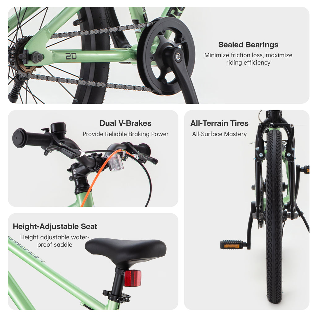 RoyalBaby+ Vélo pour enfants+ Aluminium Freestyle PRO+ 20 pouces Vert, Poids net 7,4 kg