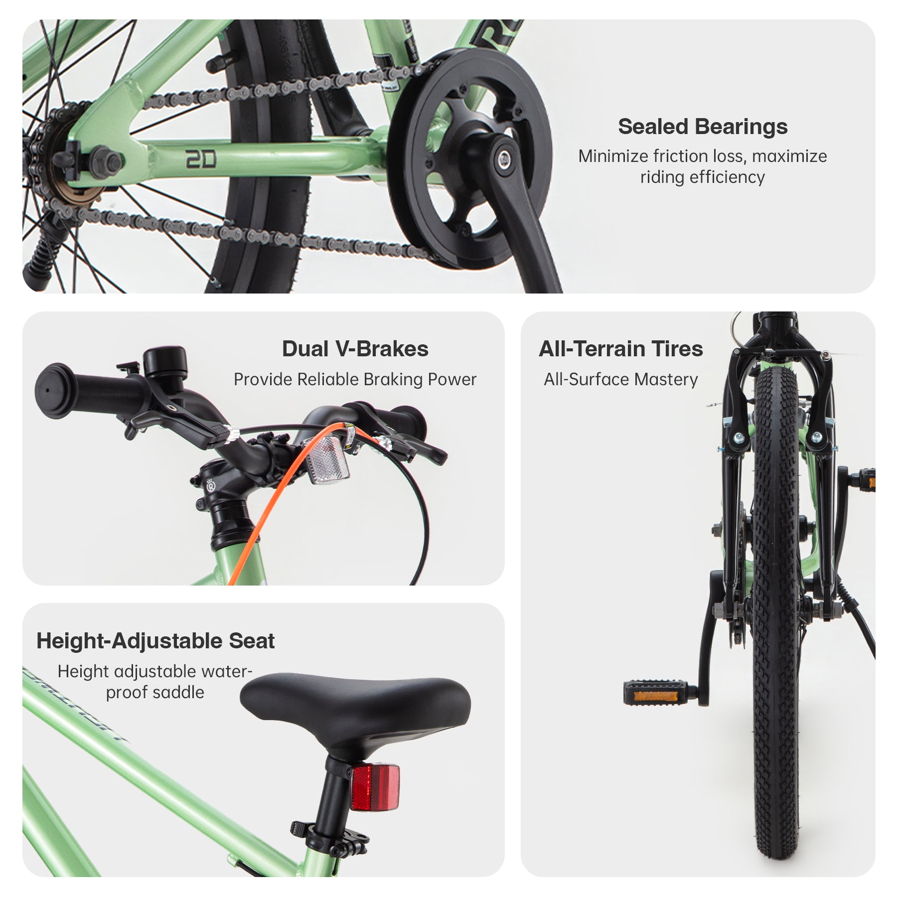 RoyalBaby+ Vélo pour enfants+ Aluminium Freestyle PRO+ 20 pouces Vert, Poids net 7,4 kg