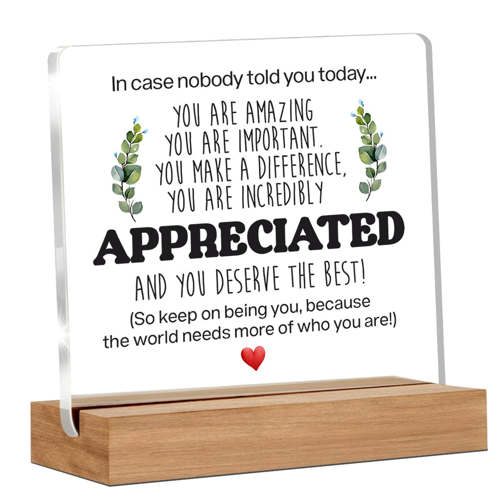 Alphynix 1 pc plaque d'encouragement quotidien, "Au cas où personne ne vous l'aurait dit aujourd'hui..." Cadeau en acrylique avec base en bois, comprend des messages encourageants comme "vous êtes incroyable" & "vous faites la différence", comprend d