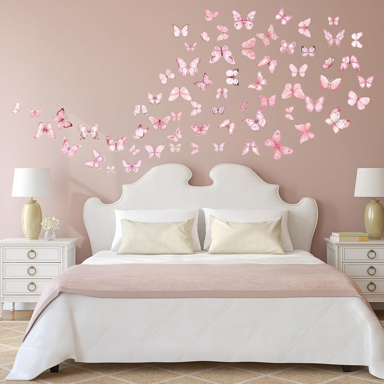 JU7CER Lot de 3 pièces de 20x30 cm autocollants muraux bleu-lumière autocollants muraux phosphorescents papillon bleu-lumière imprimé rose chambre de fille chambre d'enfant autocollants muraux