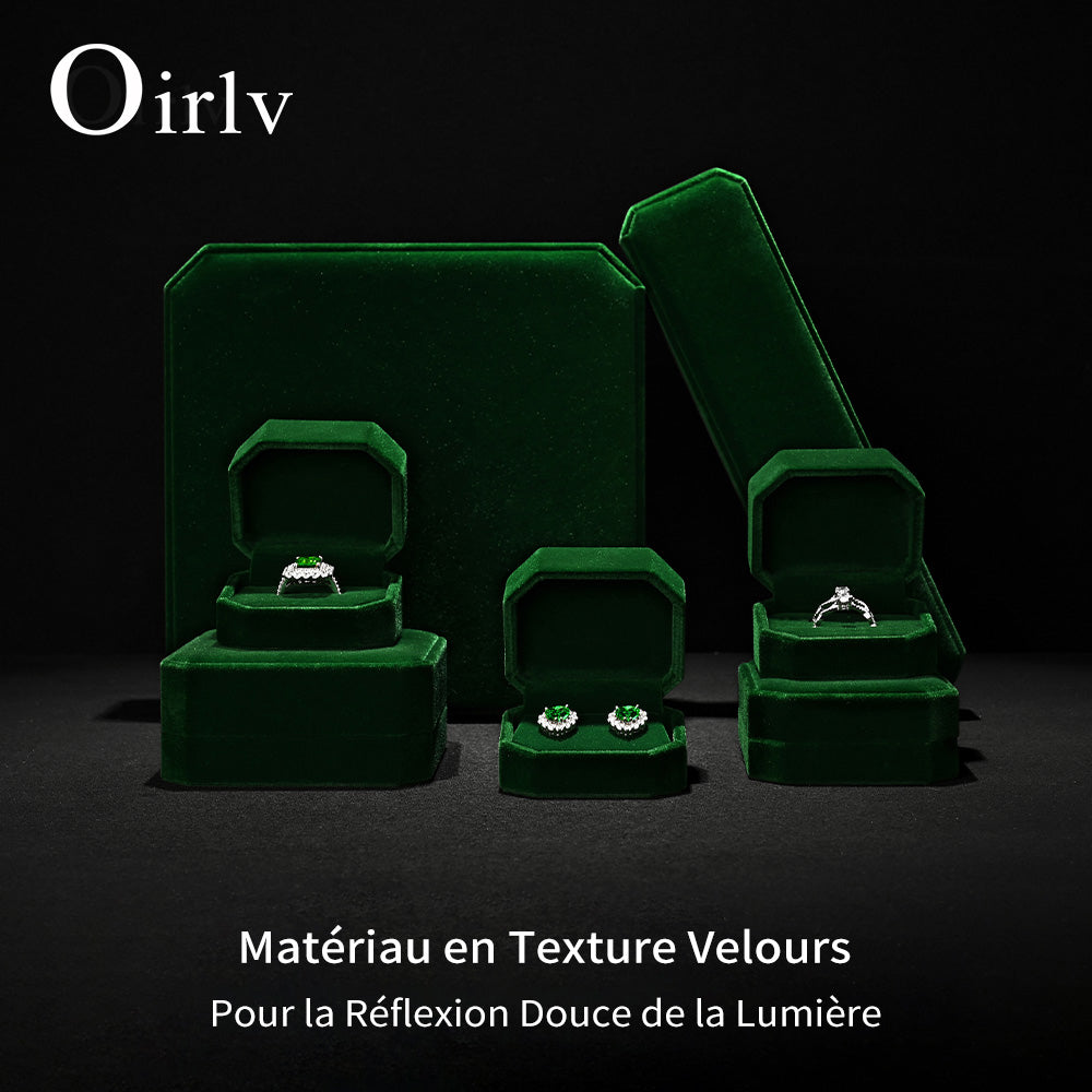 Oirlv Boîte à bague en velours Vert pierre précieuse Set de boîtes à bijoux de haute qualité Boîte pour boucle d'oreille