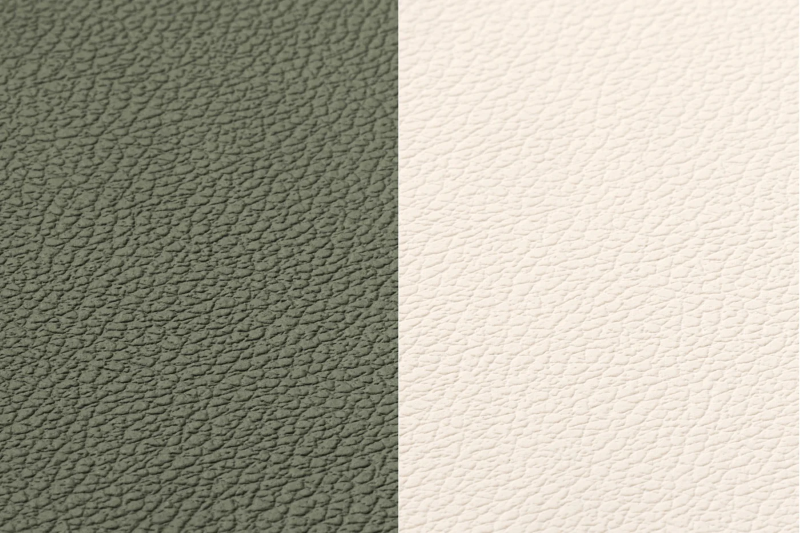BJÖRN Lot de 6 sous-verres ronds réversibles en cuir recyclé - Blanc crème et vert-gris