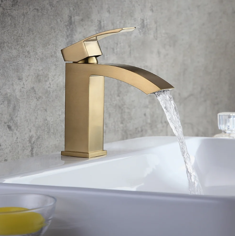 Homary Robinetterie de lavabo à un trou montée sur plateau de style contemporain en or brossé