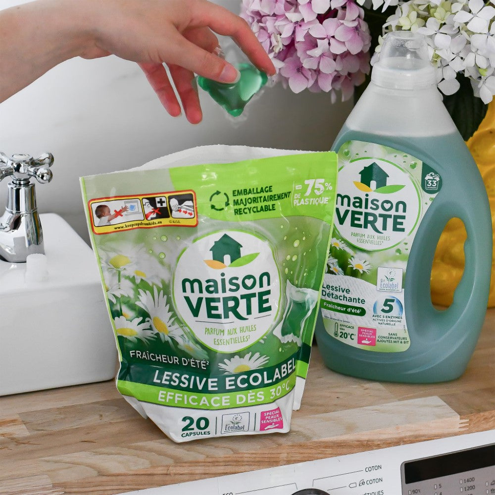 MAISON VERTE Capsules de lessive Fraîcheur d'Été 20 capsules
