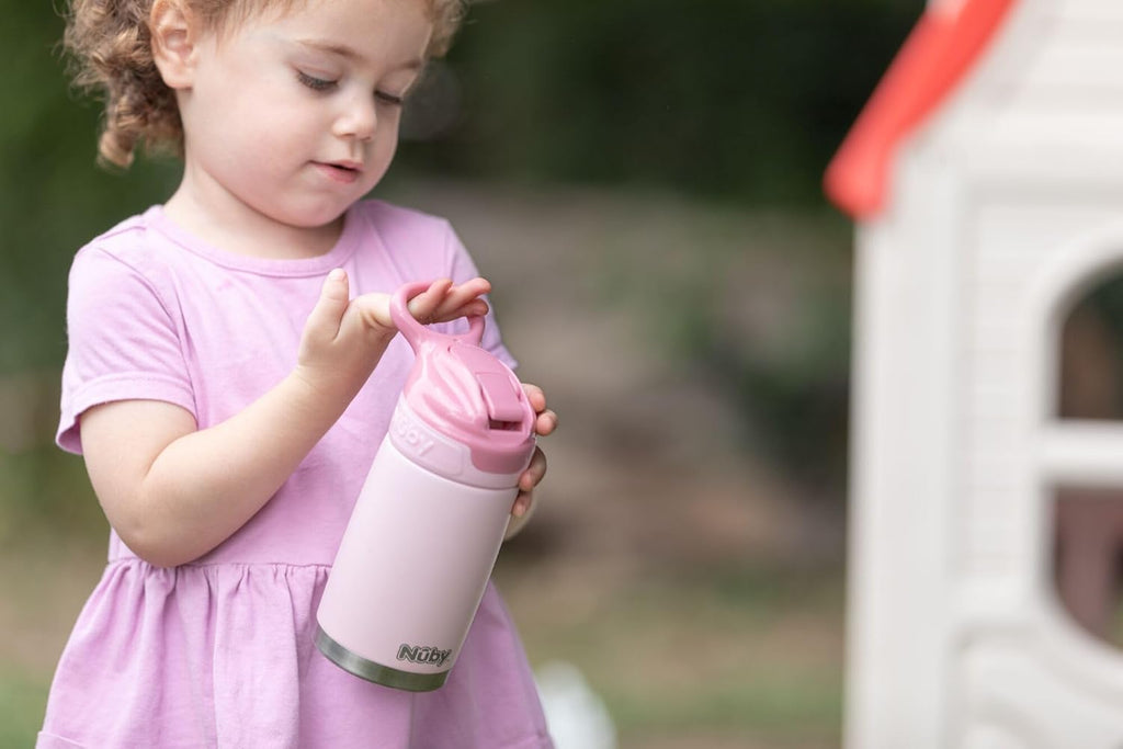 Nuby Gobelet Flip-it en acier inoxydable - Rose